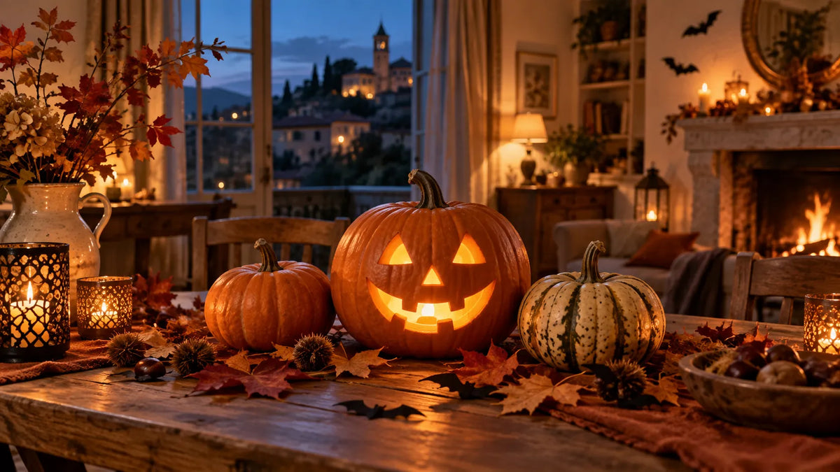 Atmosfera di Halloween con zucche