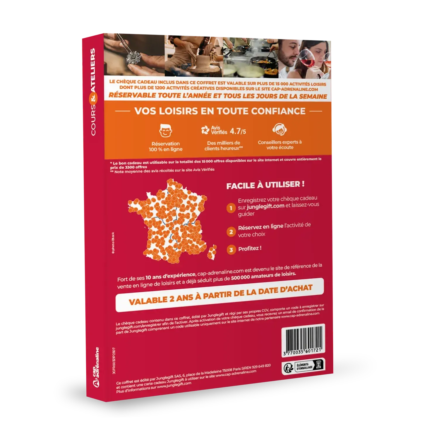 Coffret cadeau CAP ADRÉNALINE : Cours & Ateliers 