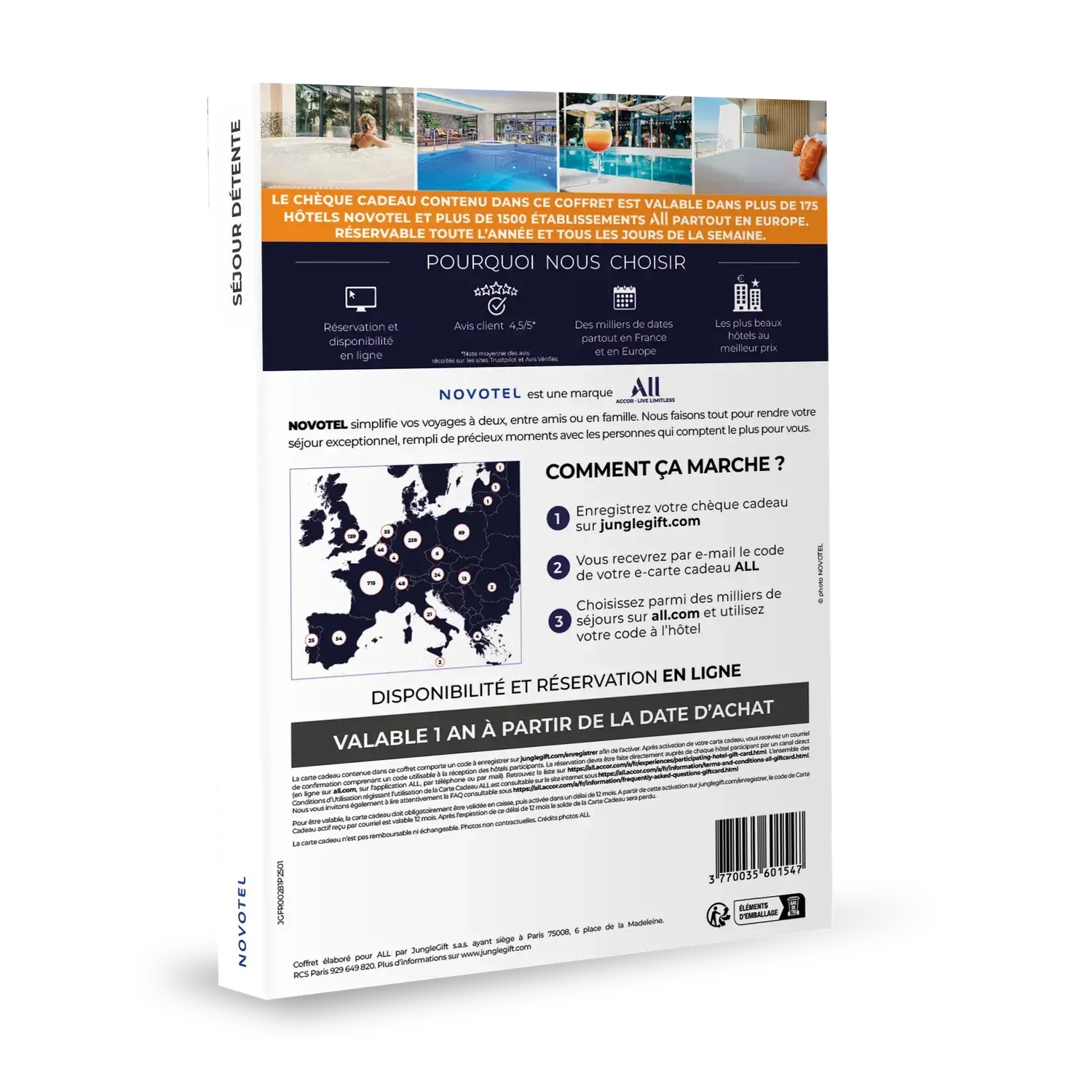 Coffret cadeau NOVOTEL : Séjour détente 